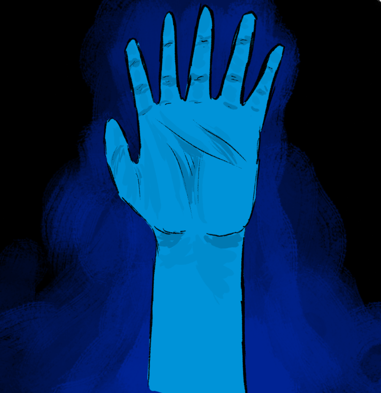 blue hand